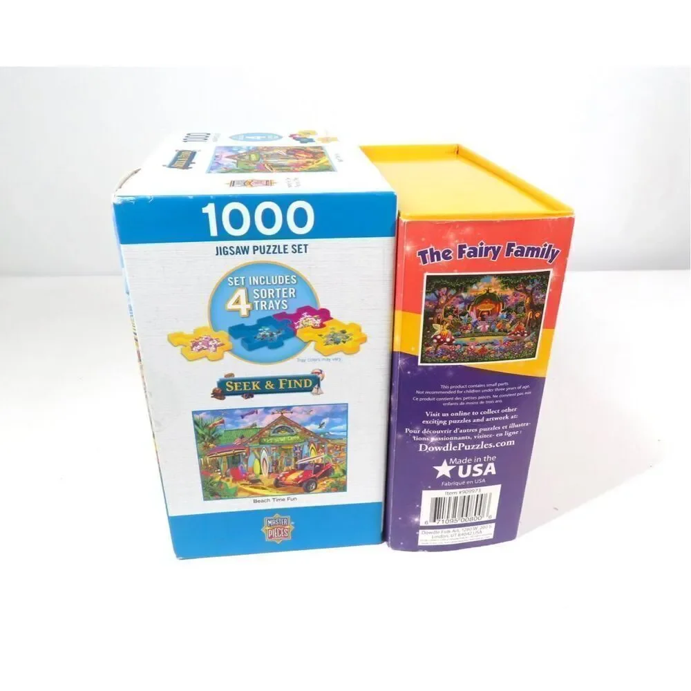 Dowdle Folk Art The Fairy Family Jigsaw Puzzle Seek & Find Beach Time Fun Set 2